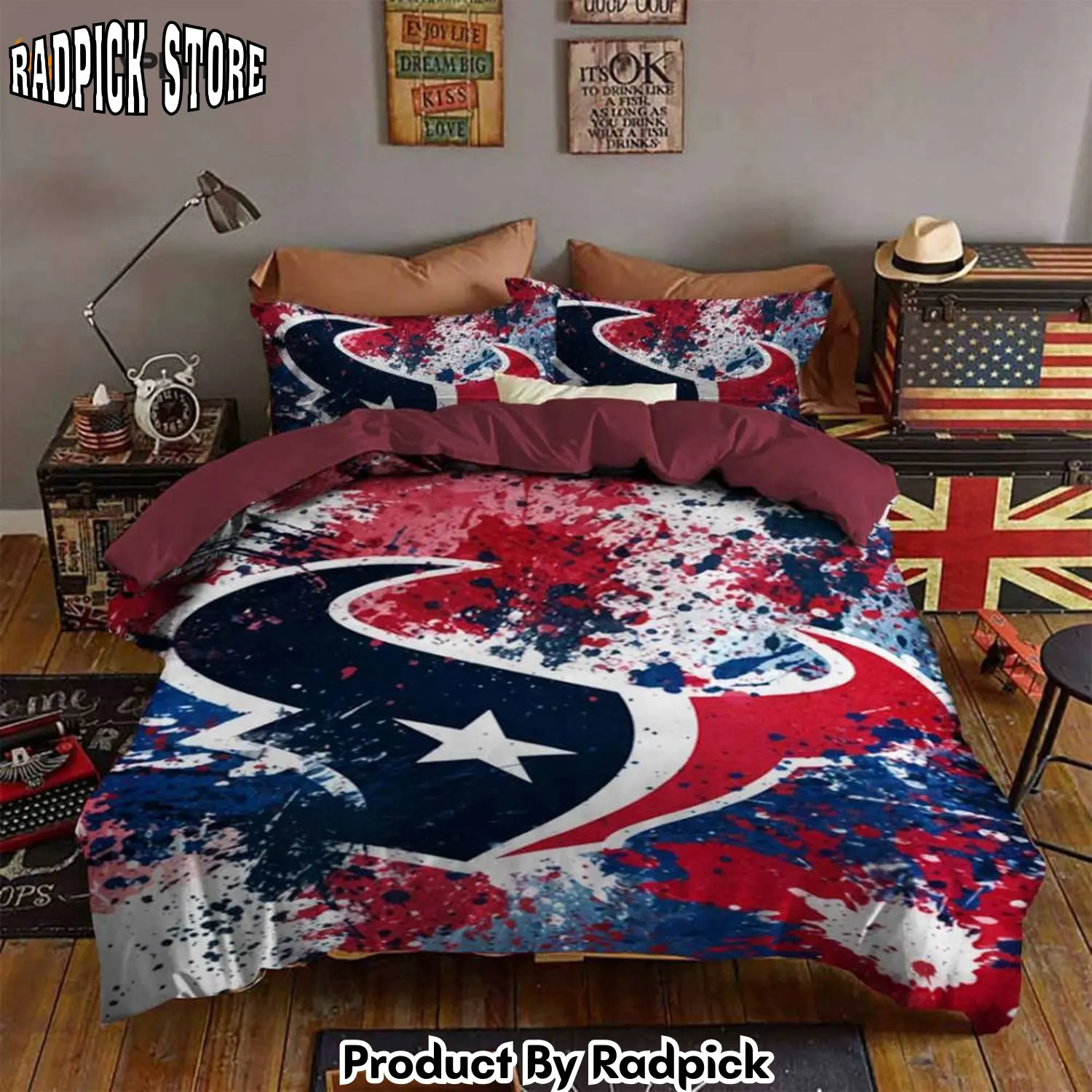 Radpick show your love for houston texans with bd344 duvet cover bedding set perfect gift for fans rp3272331